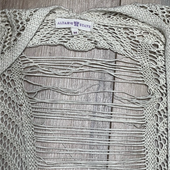 Altar'd State Cream Open Loose Knit Cardigan - Picture 3 of 4
